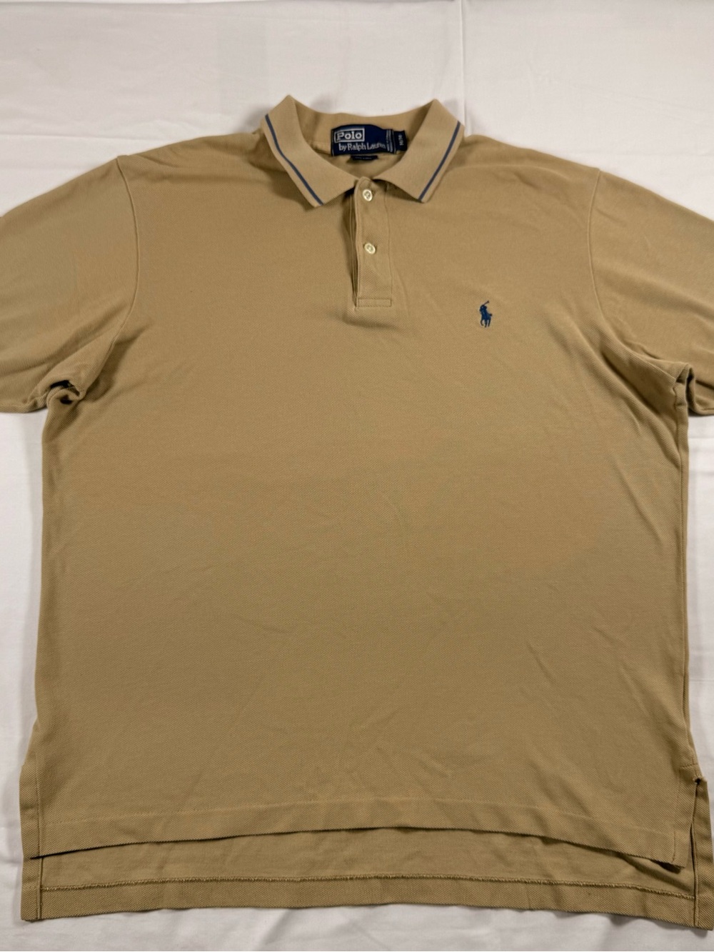 Polo by Ralph Lauren Men’s Khaki Polo with Navy Trim
